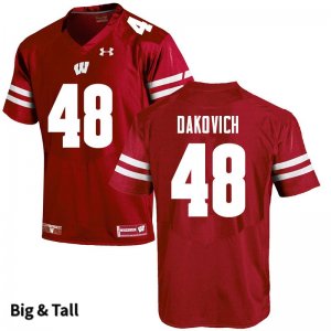 Men's Wisconsin Badgers NCAA #48 Cole Dakovich Red Authentic Under Armour Big & Tall Stitched College Football Jersey HW31L15WR
